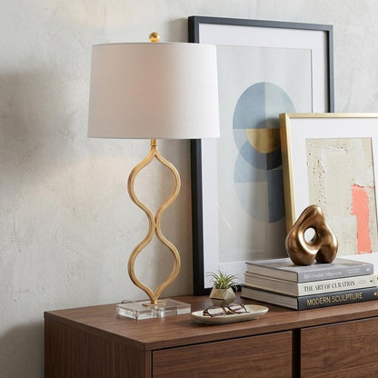 32" Clear Novelty Table Lamp With Drum Shade HomeRoots