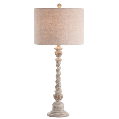 33" White Table Lamp With Drum Shade HomeRoots