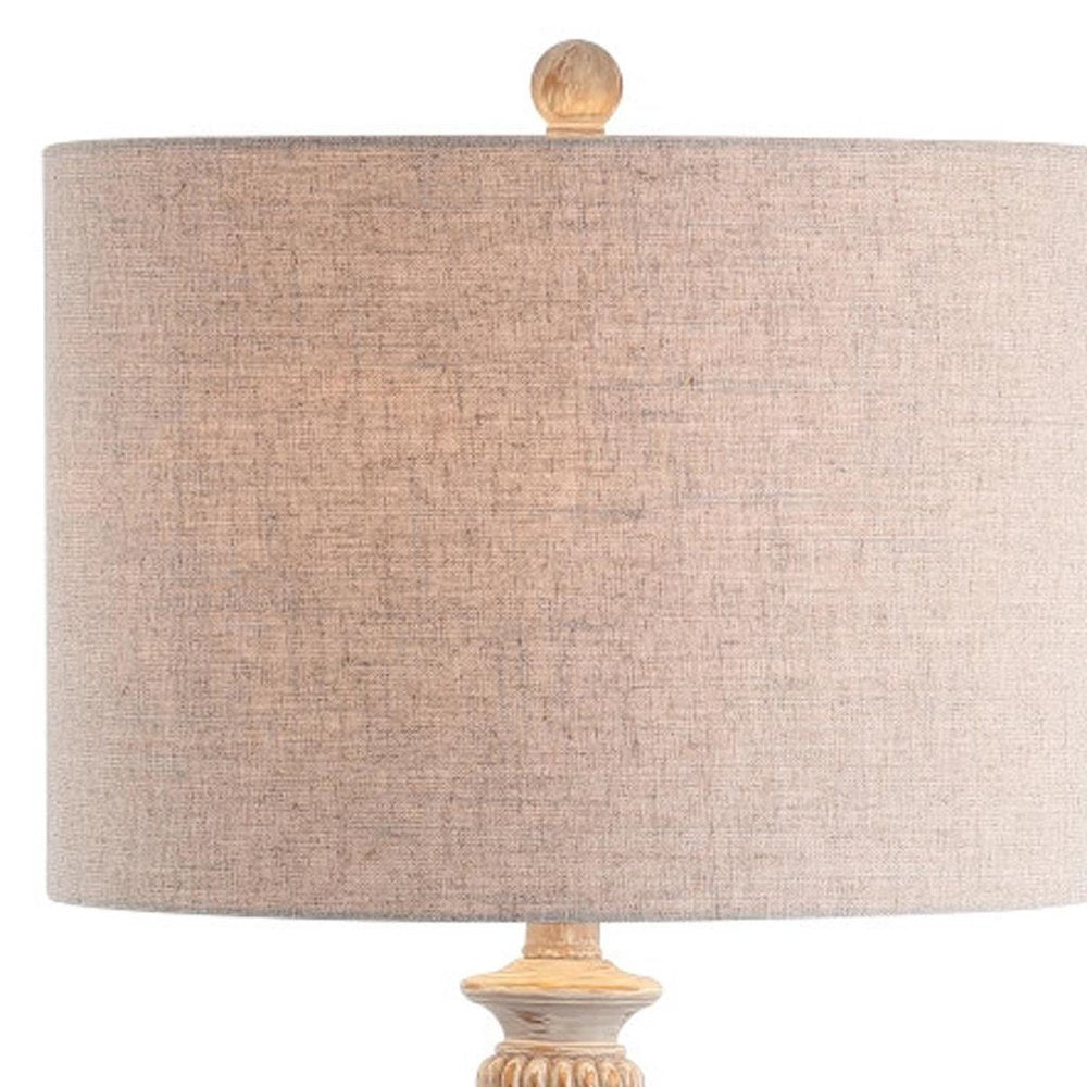 33" White Table Lamp With Drum Shade HomeRoots