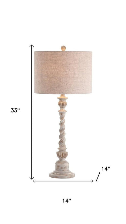 33" White Table Lamp With Drum Shade HomeRoots