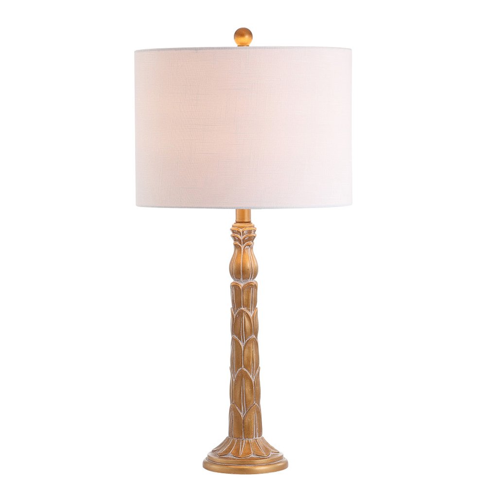 29" Antiqued Gold Table Lamp With Drum Shade — view 2