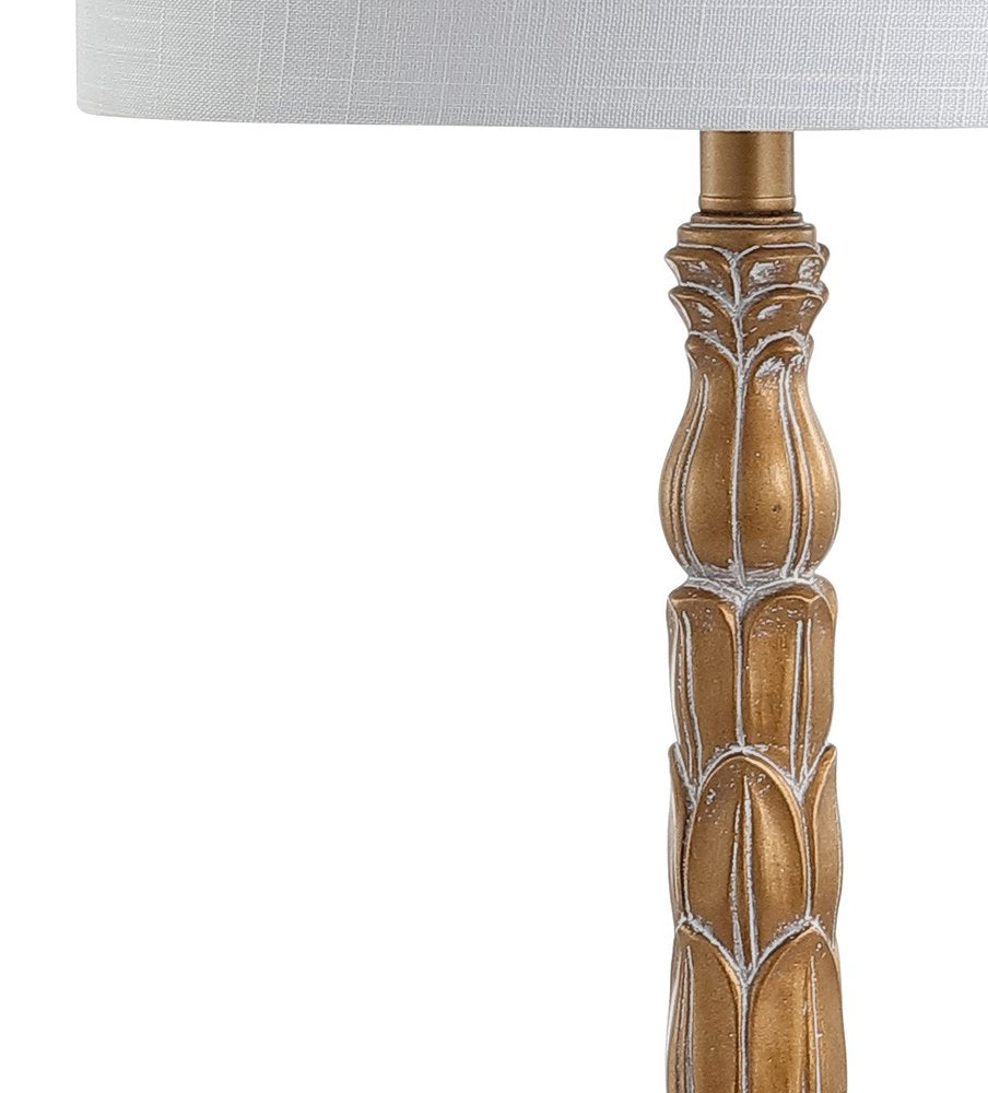 29" Antiqued Gold Table Lamp With Drum Shade — view 3