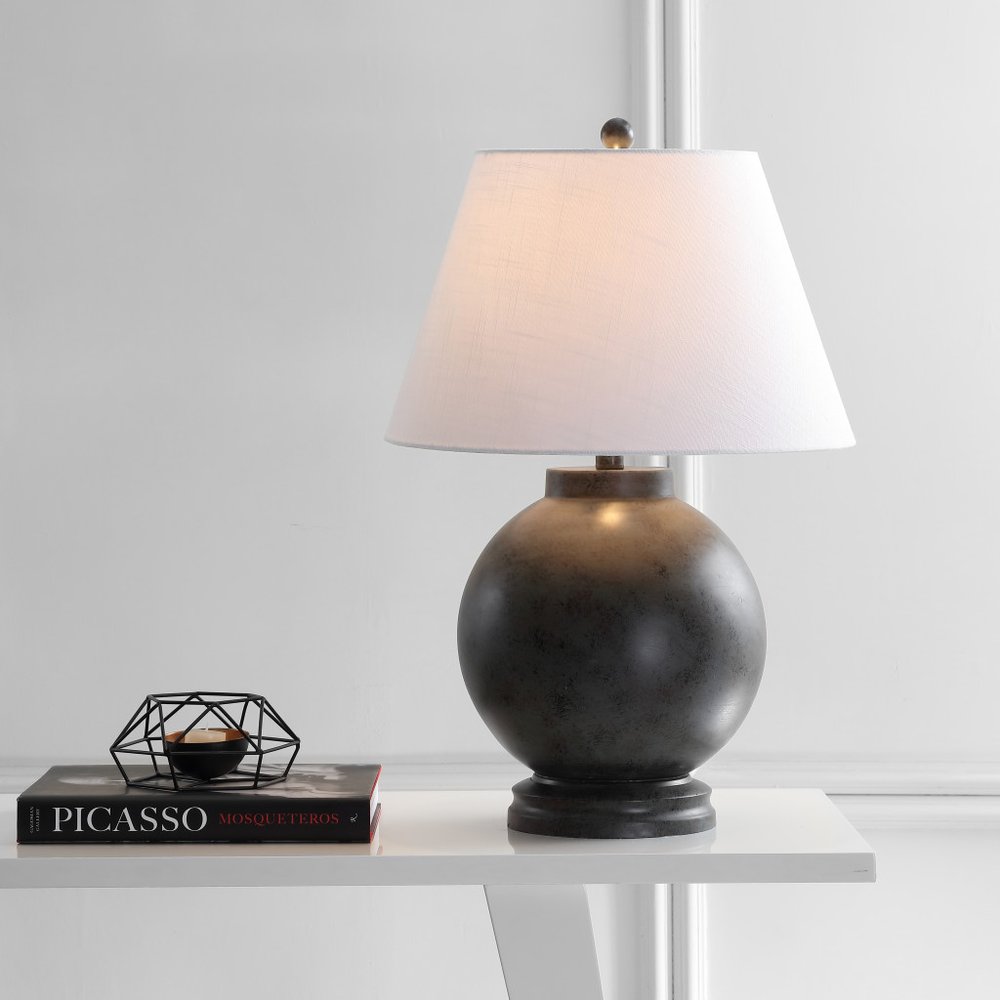 26" Dark Gray Novelty Table Lamp With Drum Shade HomeRoots