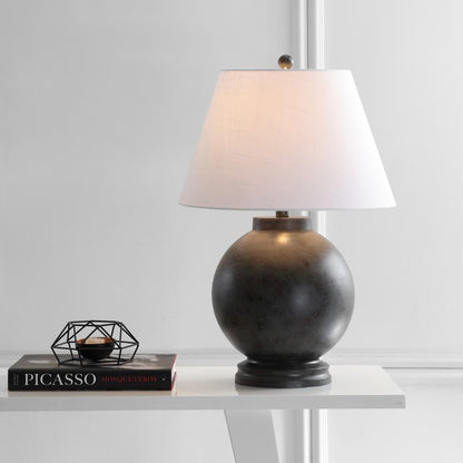 26" Dark Gray Novelty Table Lamp With Drum Shade HomeRoots