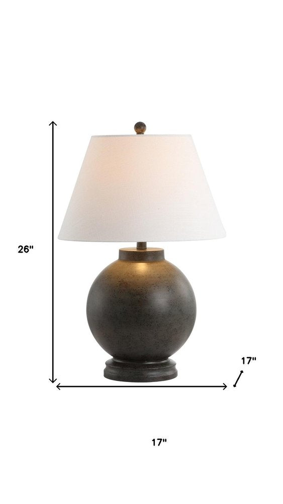 26" Dark Gray Novelty Table Lamp With Drum Shade HomeRoots
