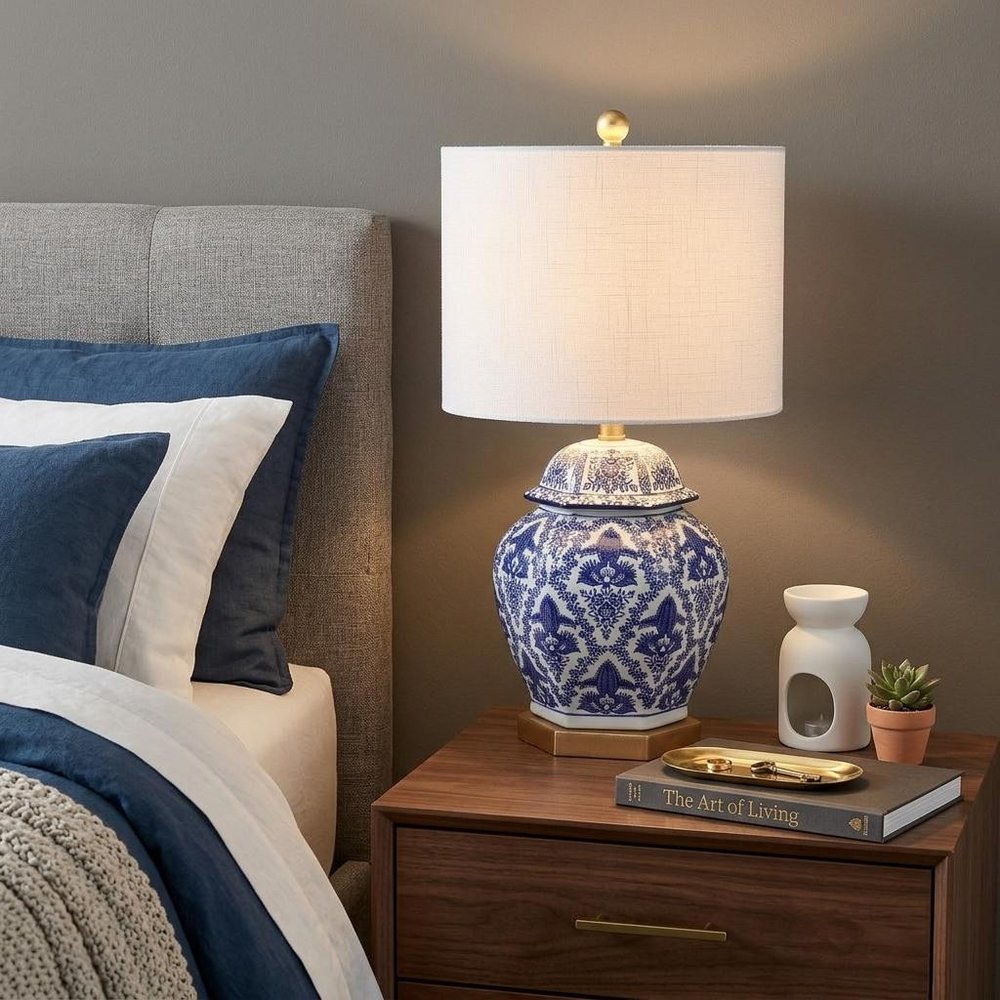 25" Gold Novelty Table Lamp With Drum Shade HomeRoots