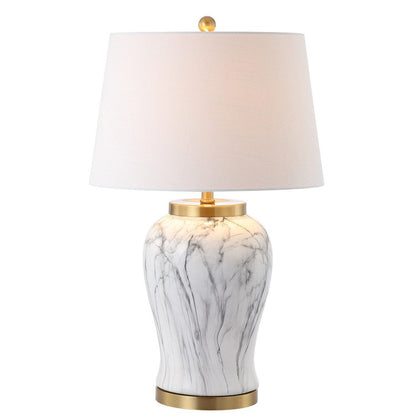 28" Gray White And Gold Urn Table Lamp With Empire Shade HomeRoots