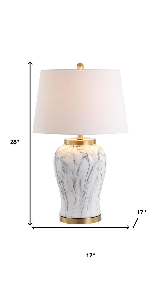 28" Gray White And Gold Urn Table Lamp With Empire Shade HomeRoots