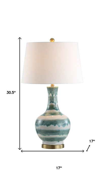 31" Gold Round Table Lamp With Globe Shade HomeRoots