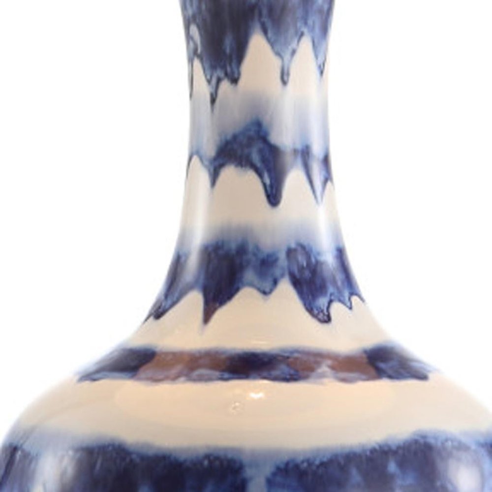 31" Blue White And Gold Novelty Table Lamp With Globe Shade — view 3