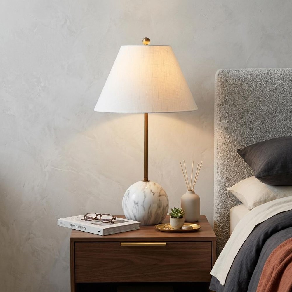 29" White Globe Table Lamp With Globe Shade HomeRoots