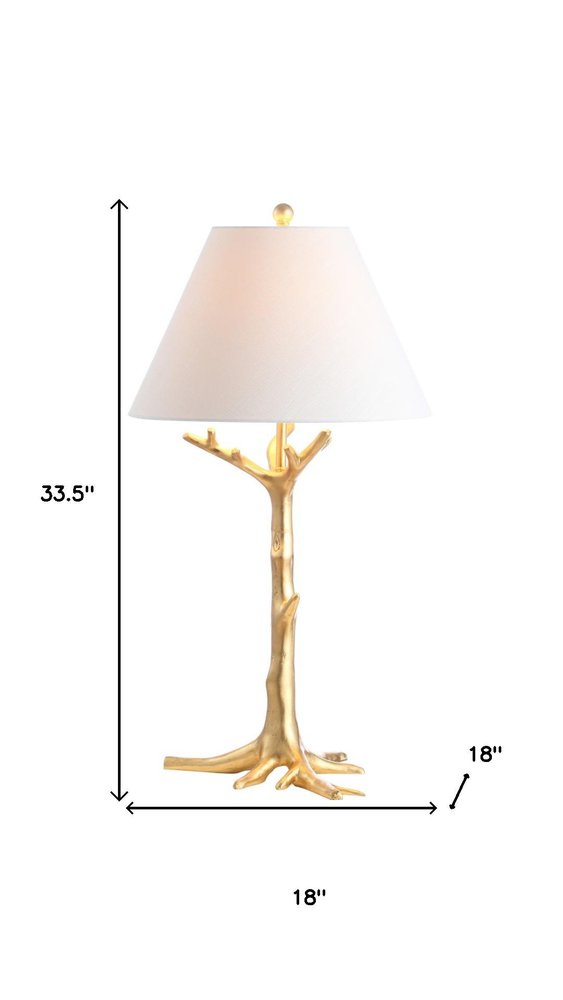 34" Gold Novelty Table Lamp With Empire Shade HomeRoots