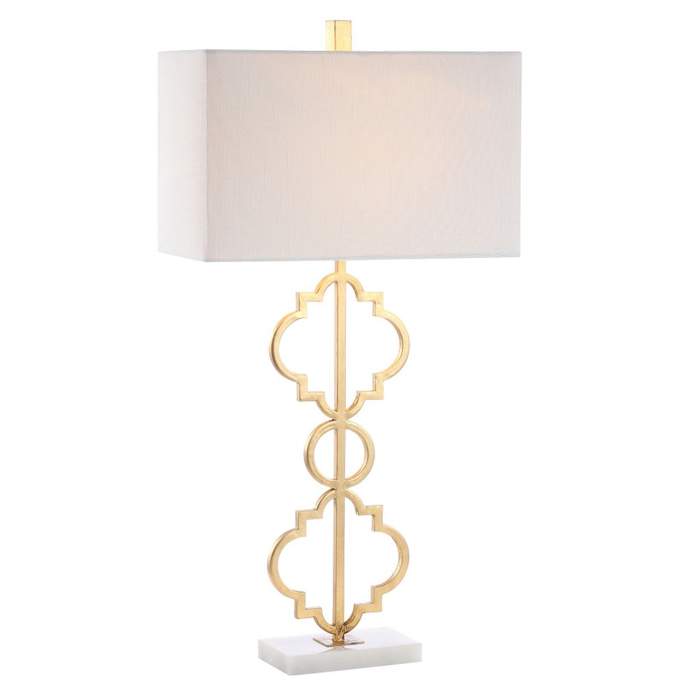 32" White Geometric Table Lamp With Shade — view 1