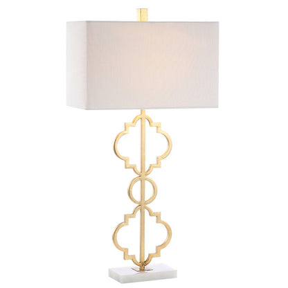 32" White Geometric Table Lamp With Shade