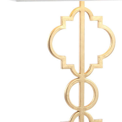 32" White Geometric Table Lamp With Shade