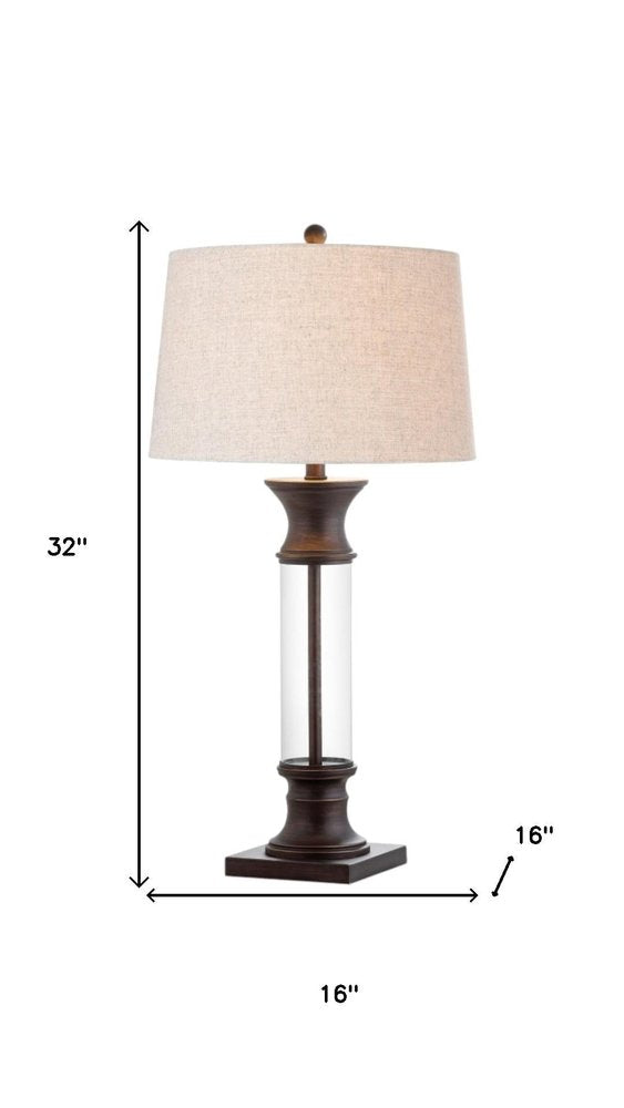 Set of Two 32" Bronze Novelty Table Lamps With Empire Shades — view 5