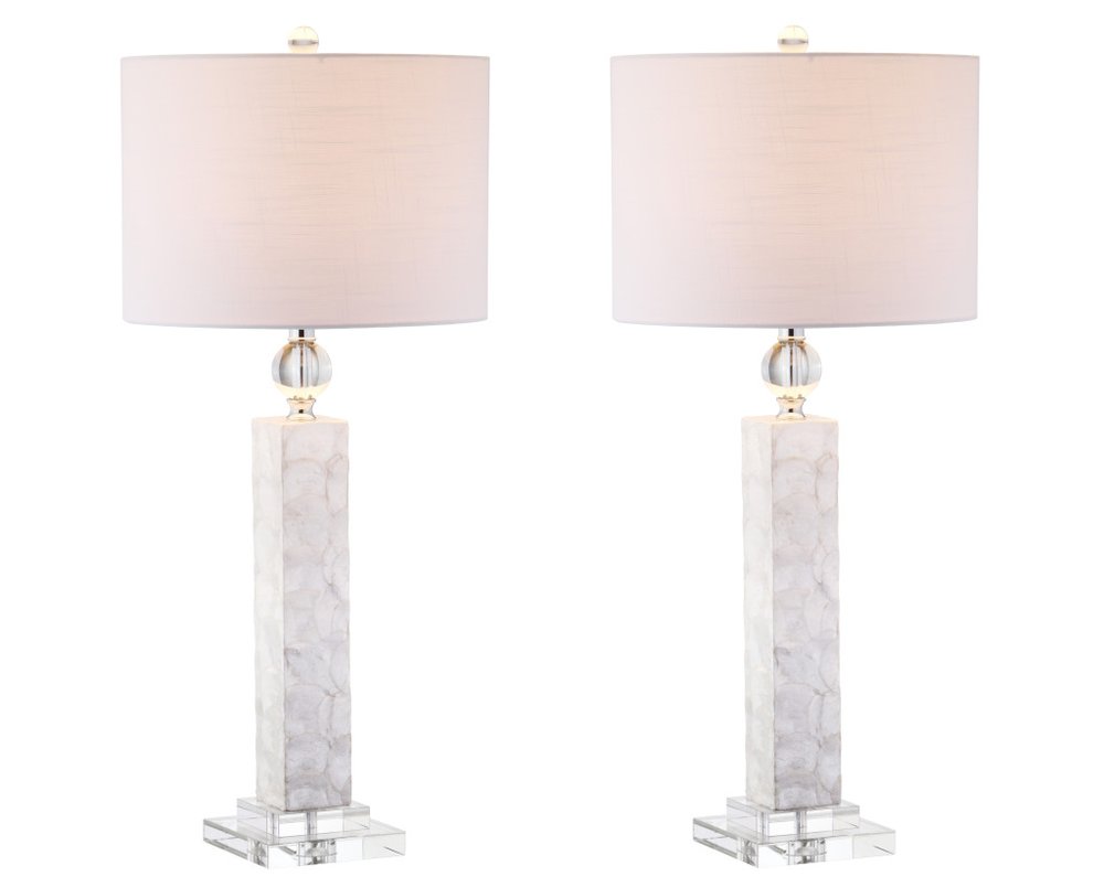 Set of Two 32" Clear Novelty Table Lamps With Drum Shades — view 2