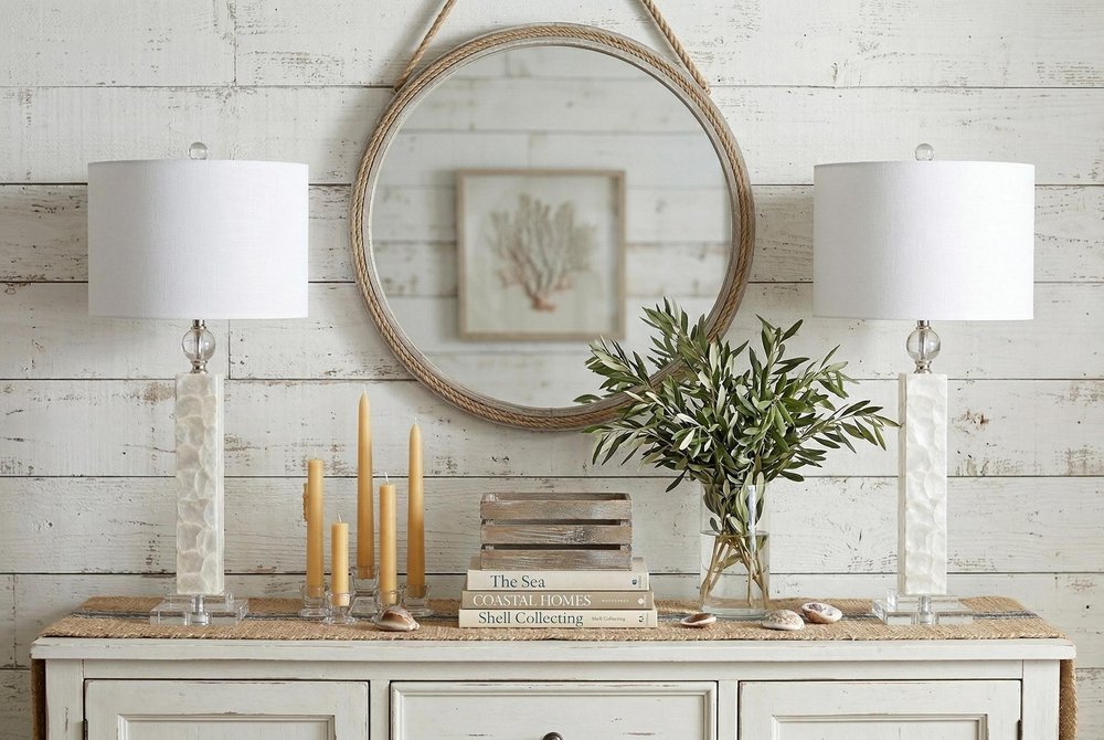 Set of Two 32" Clear Novelty Table Lamps With Drum Shades — view 4