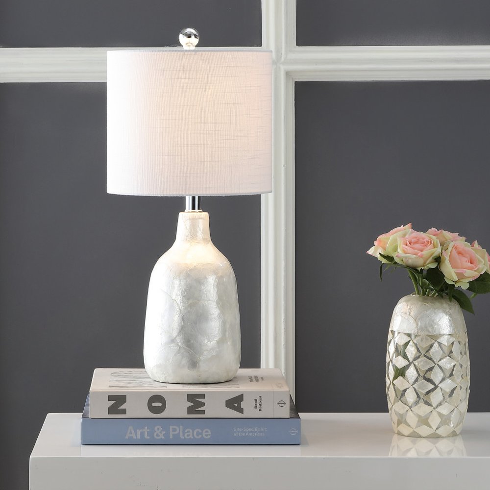 21" Pearl Novelty Table Lamp With Drum Shade HomeRoots
