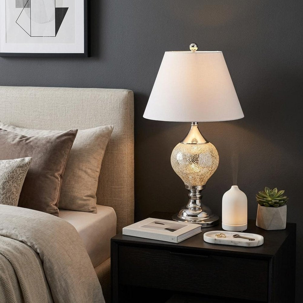 27" Silver Urn Table Lamp With Empire Shade HomeRoots