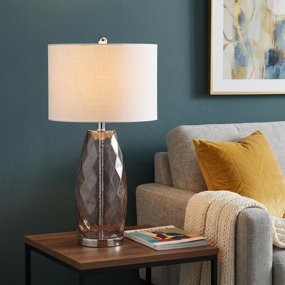 27" Silver Novelty Table Lamp With Drum Shade HomeRoots