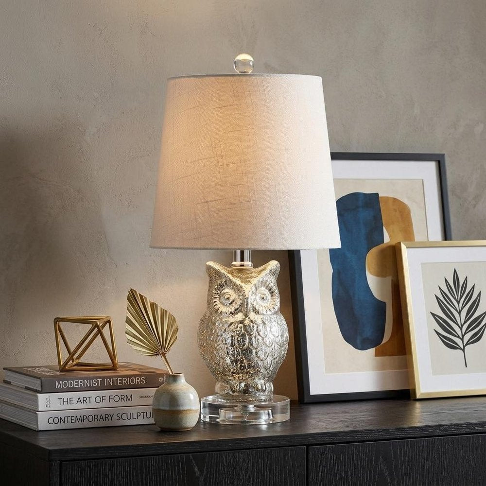 19" Silver And Clear Novelty Table Lamp With Empire Shade HomeRoots