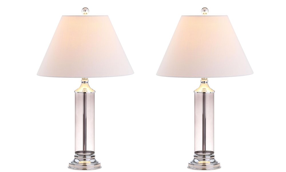 Set of Two 29" Silver Novelty Table Lamps With Empire Shades — view 1