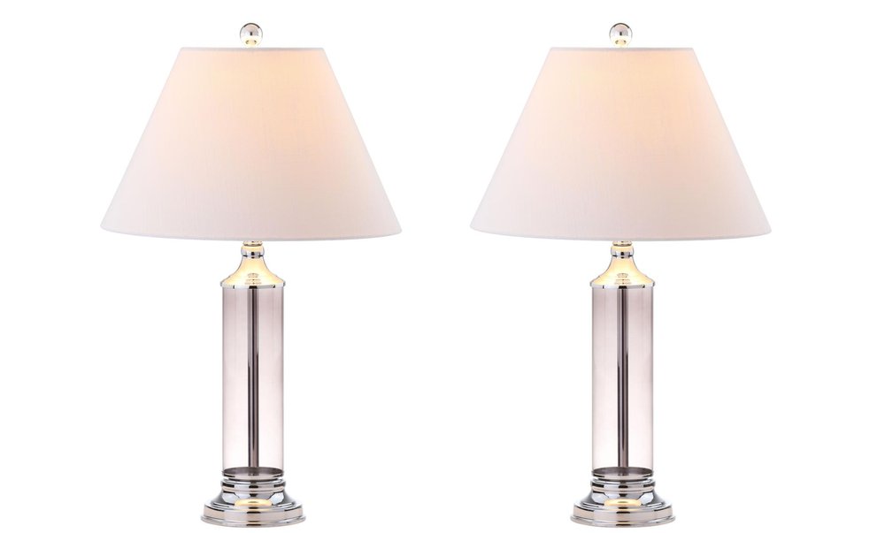 Set of Two 29" Silver Novelty Table Lamps With Empire Shades — view 2