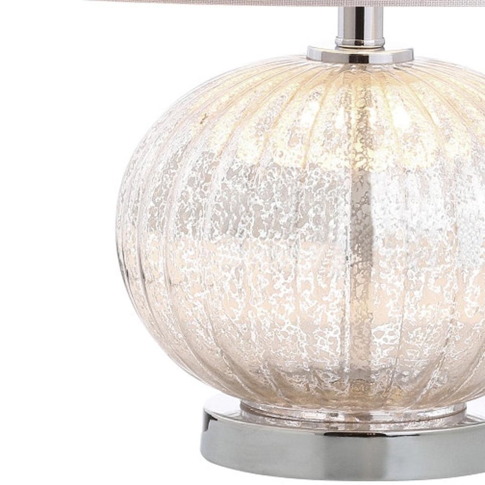 21" Silver Novelty Table Lamp With Globe Shade HomeRoots