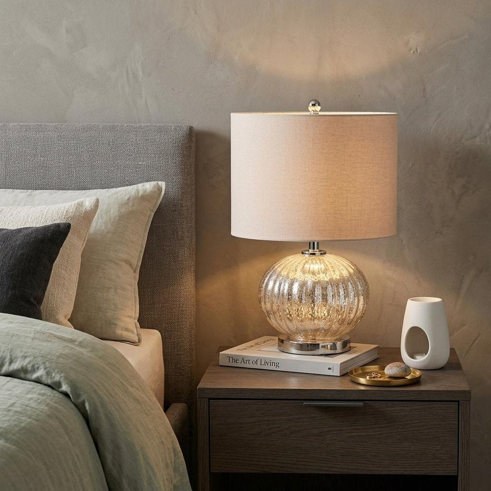 21" Silver Novelty Table Lamp With Globe Shade HomeRoots