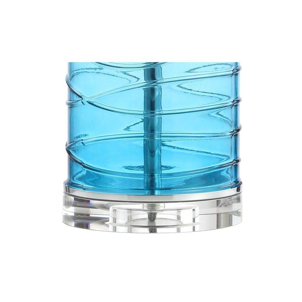Set of Two 28" Turquoise And Clear Novelty Table Lamps With Drum Shades — view 2
