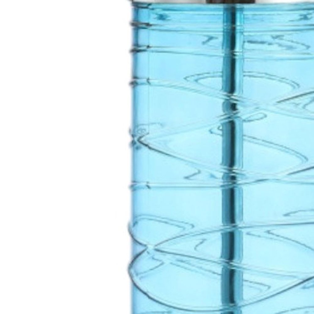 Set of Two 28" Turquoise And Clear Novelty Table Lamps With Drum Shades — view 4