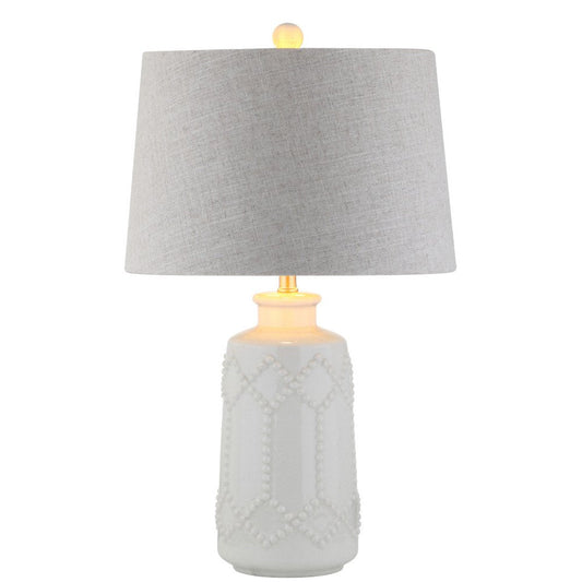26" Cream Table Lamp With Drum Shade HomeRoots