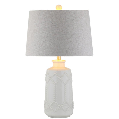 26" Cream Table Lamp With Drum Shade HomeRoots