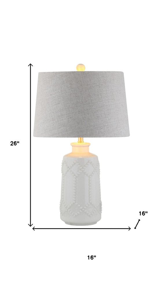 26" Cream Table Lamp With Drum Shade HomeRoots