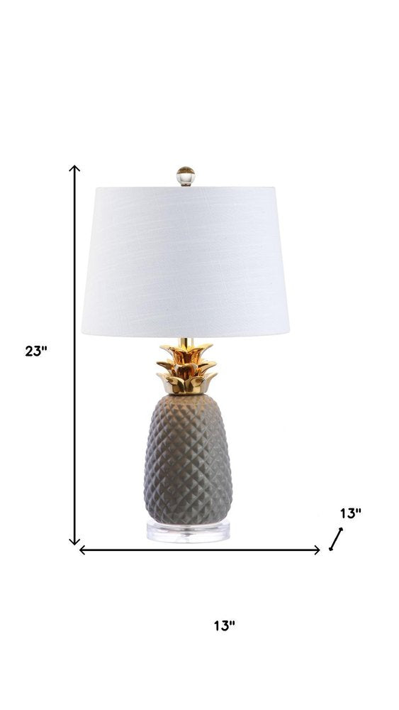 23" Clear Globe Table Lamp With Drum Shade HomeRoots