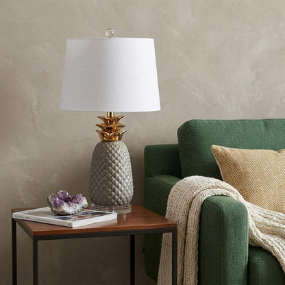23" Clear Globe Table Lamp With Drum Shade HomeRoots
