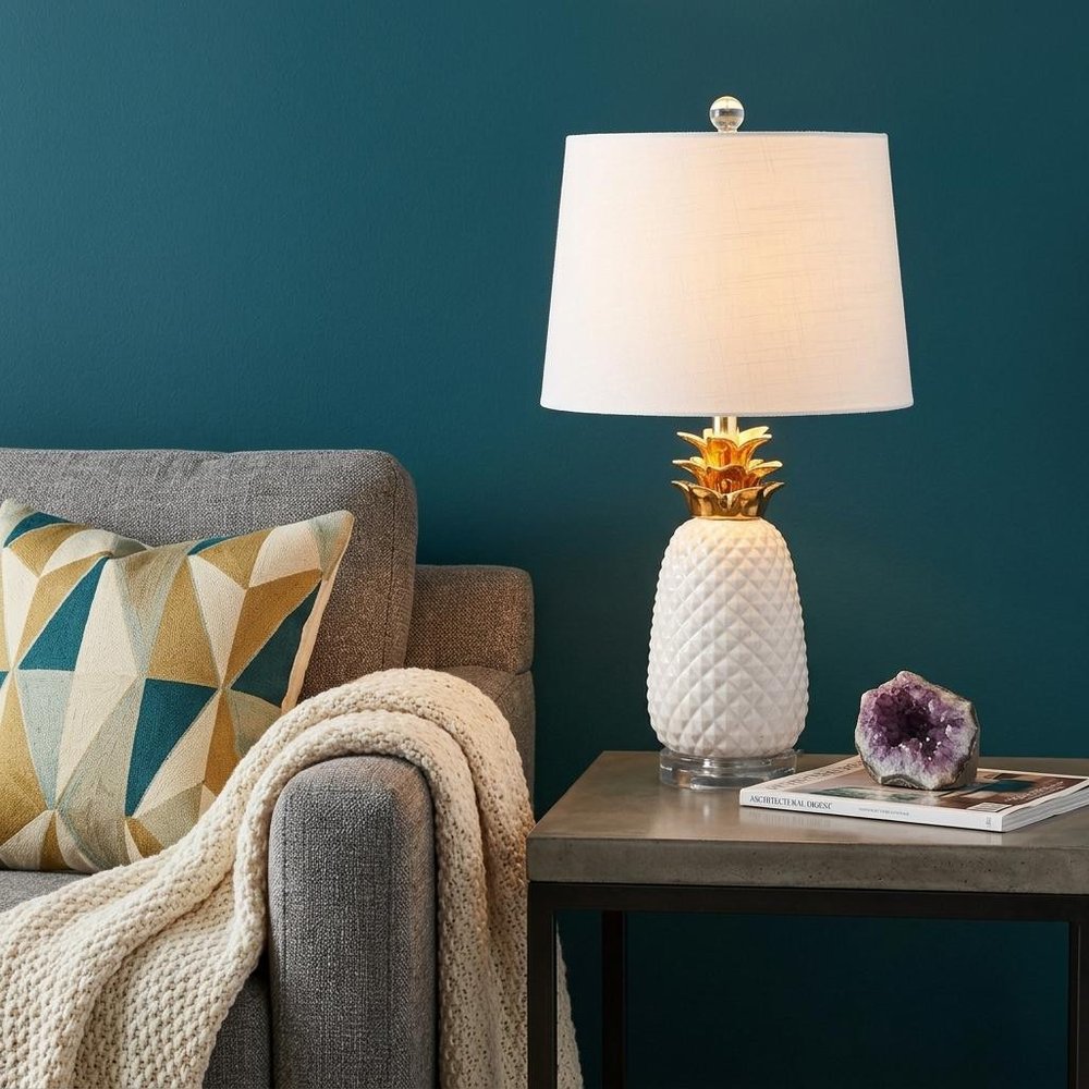 23" Clear Novelty Table Lamp With Drum Shade HomeRoots