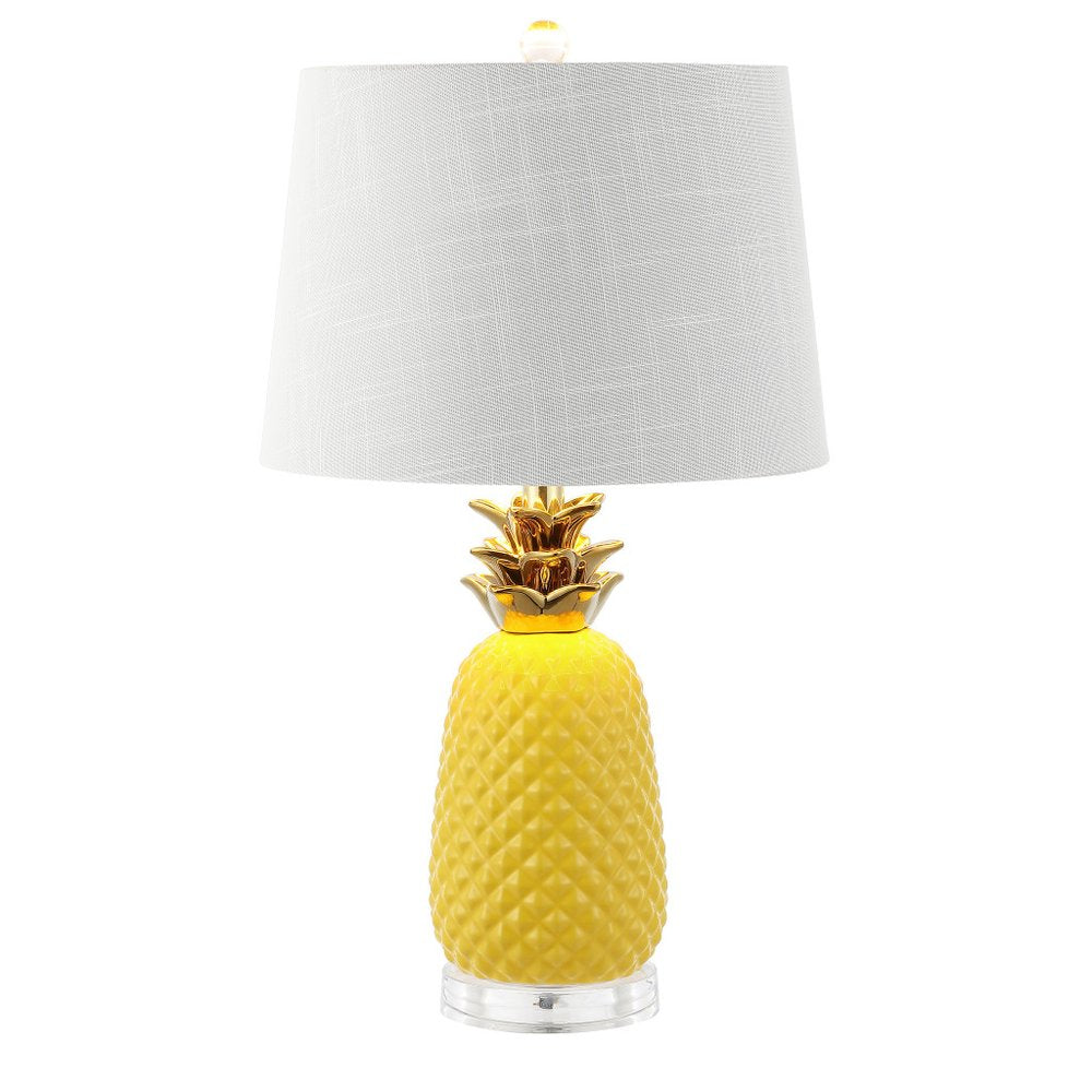 23" Clear Gold And Yellow Pineapple Table Lamp With Globe Shade — view 2