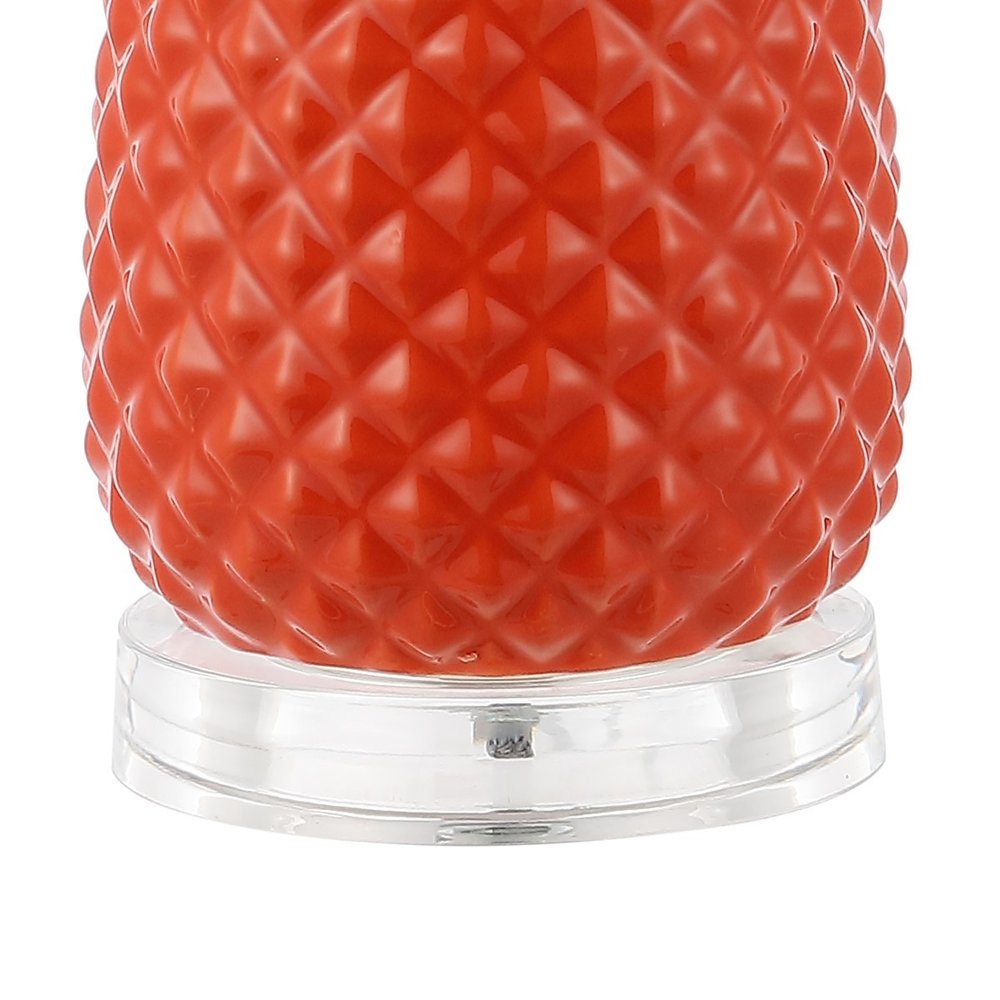 23" Clear Gold And Orange Pineapple Table Lamp With Drum Shade HomeRoots