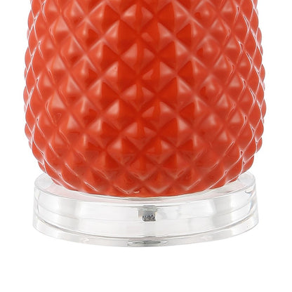 23" Clear Gold And Orange Pineapple Table Lamp With Drum Shade HomeRoots