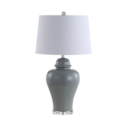 Set of Two 27" Clear Novelty Bedside Lamps With Empire Shades