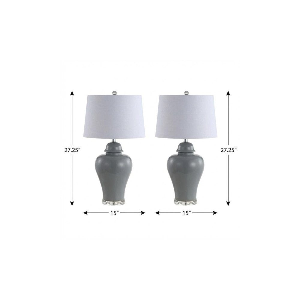 Set of Two 27" Clear Novelty Bedside Lamps With Empire Shades — view 7