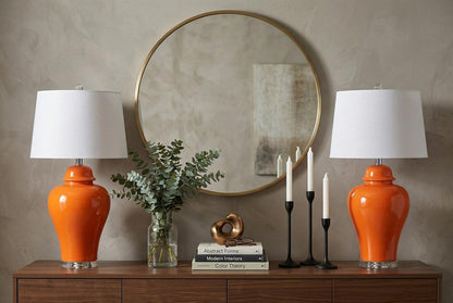 Set of Two 27" Clear Novelty Table Lamps With Globe Shades HomeRoots