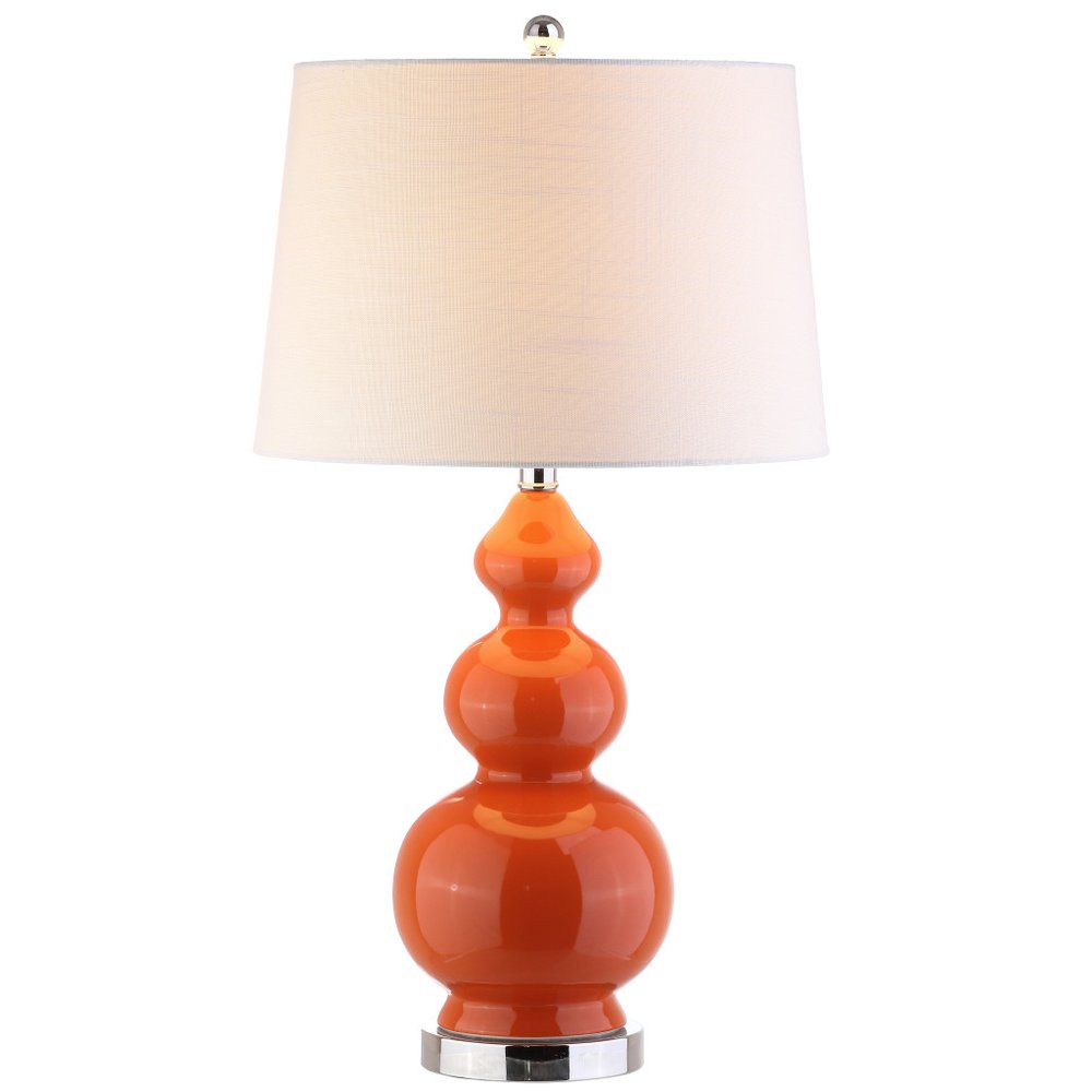 28" Orange And Silver Novelty Table Lamp With Drum Shade HomeRoots