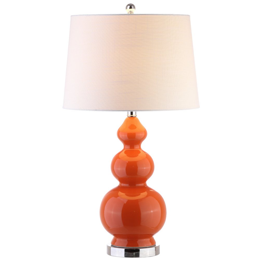 28" Orange And Silver Novelty Table Lamp With Drum Shade HomeRoots