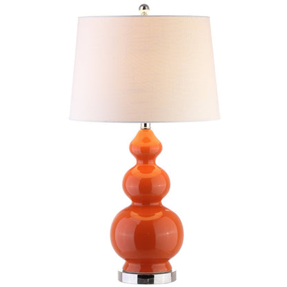 28" Orange And Silver Novelty Table Lamp With Drum Shade HomeRoots