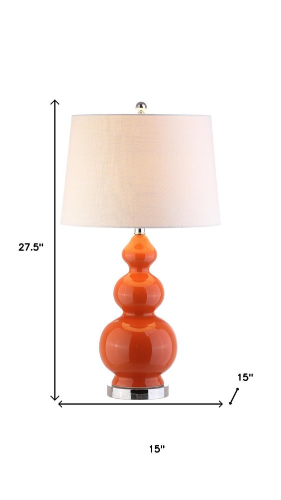 28" Orange And Silver Novelty Table Lamp With Drum Shade HomeRoots