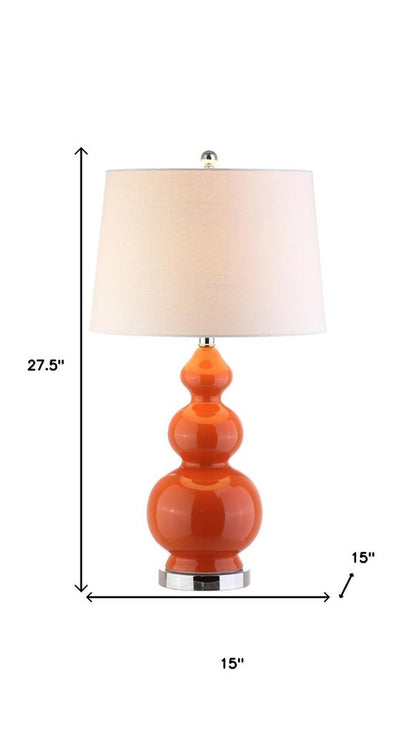 28" Orange And Silver Novelty Table Lamp With Drum Shade HomeRoots