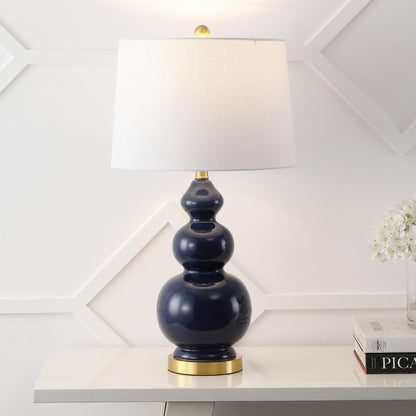 28" Navy Blue And Gold Novelty Table Lamp With Empire Shade HomeRoots